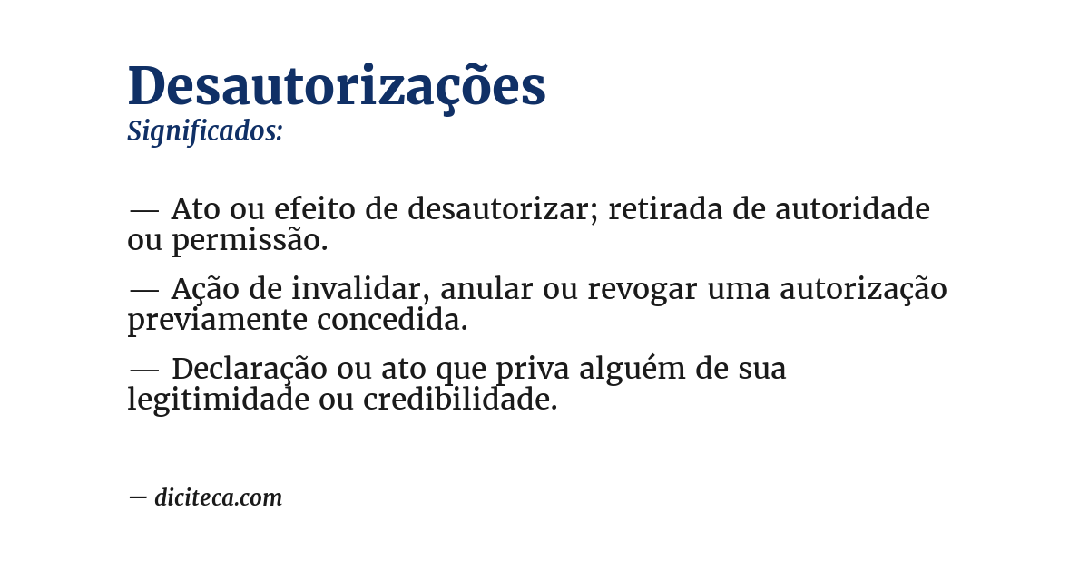Significado de desautorizações