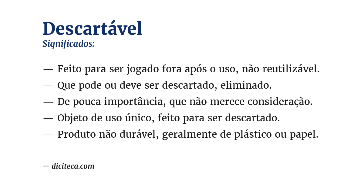Significado de descartável
