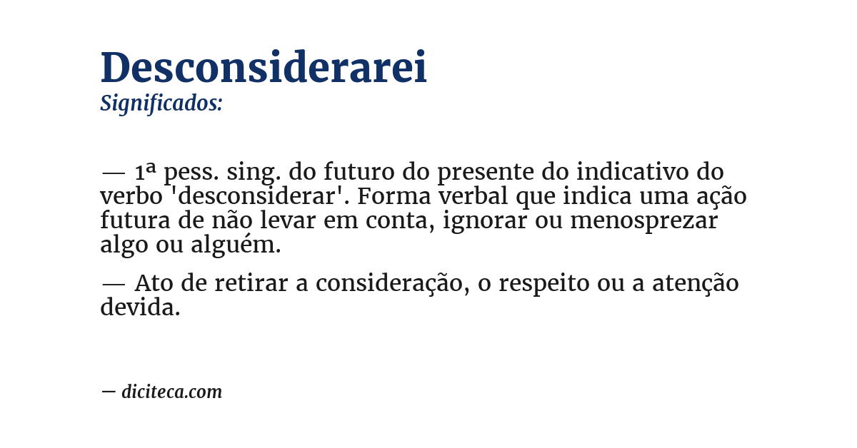 Significado de desconsiderarei