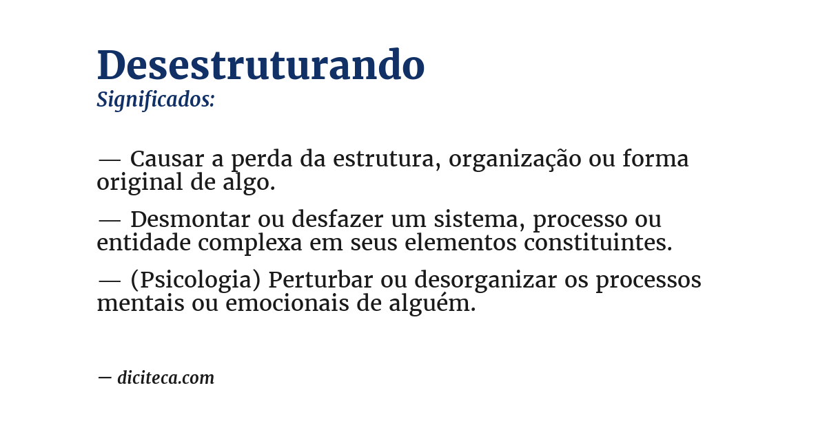 Significado de desestruturando