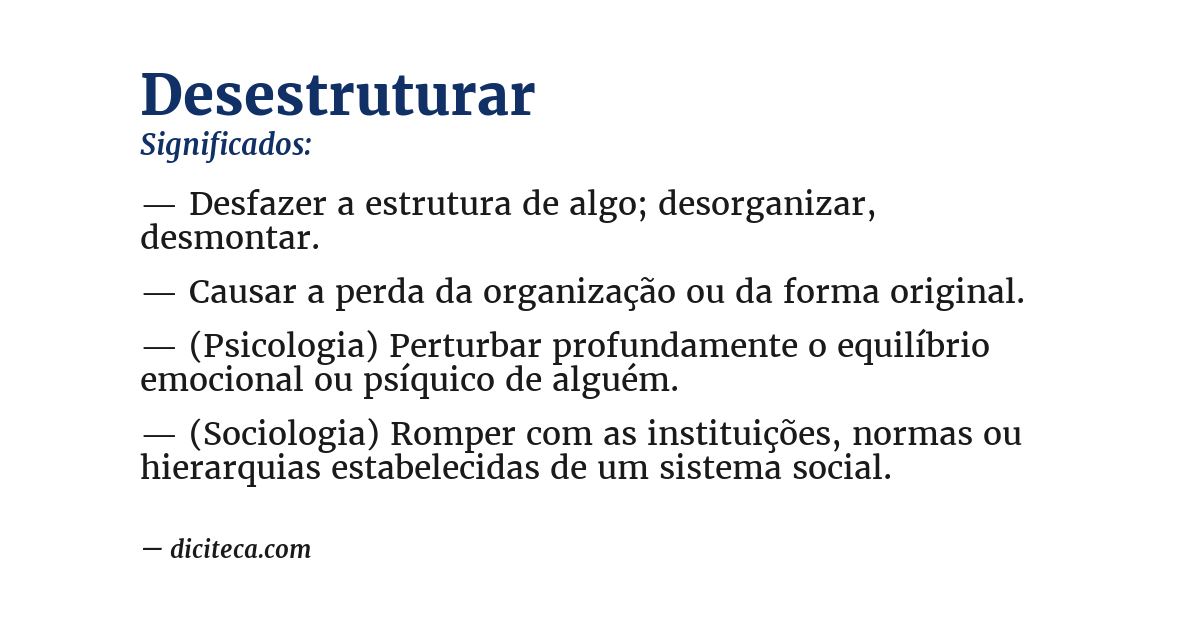 Significado de desestruturar