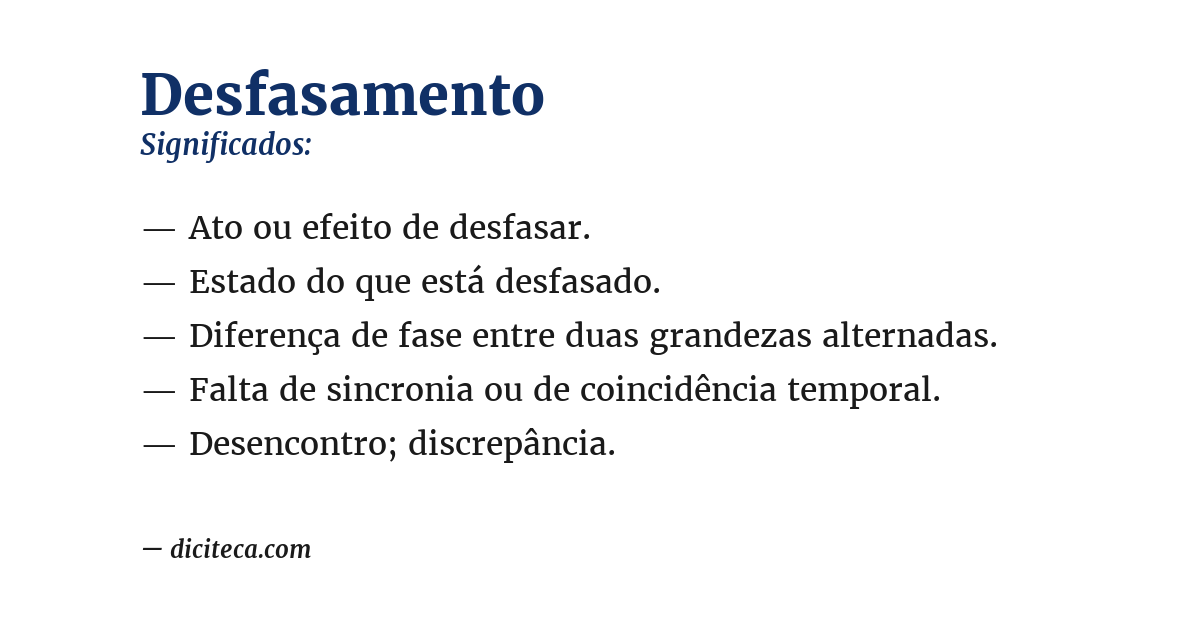 Significado de desfasamento