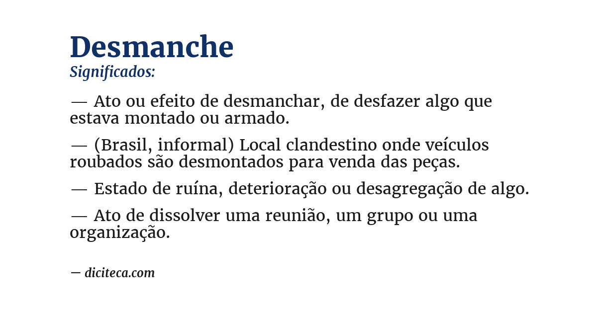 Significado de desmanche