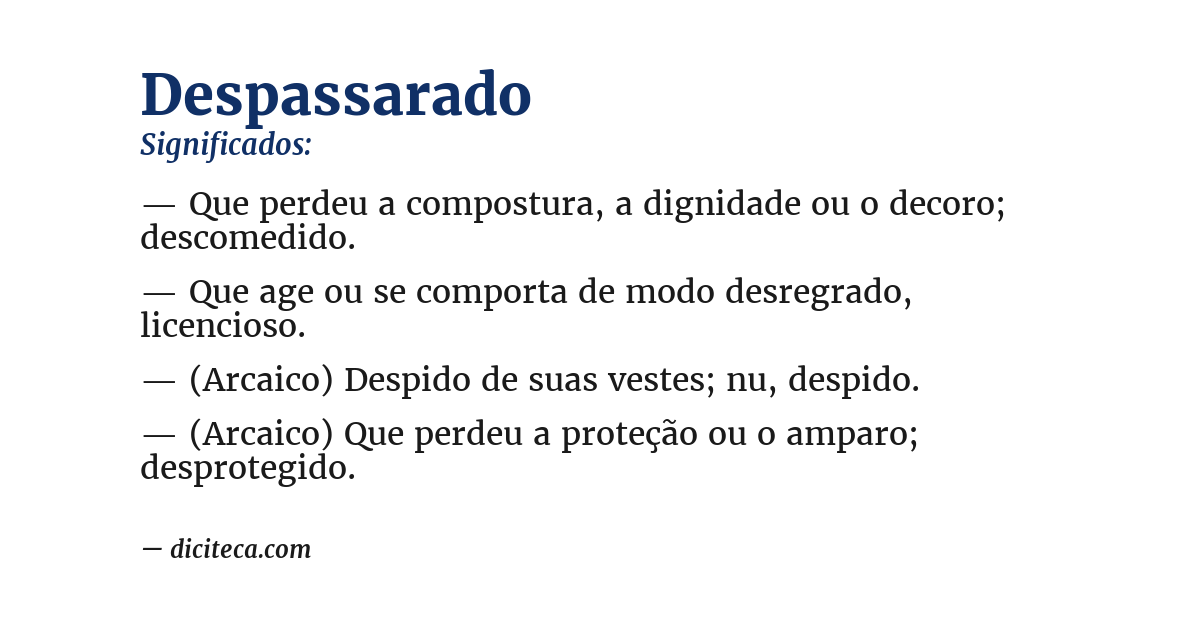 Significado de despassarado