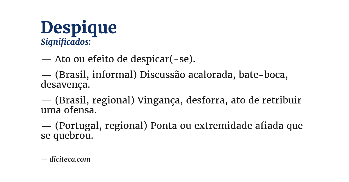 Significado de despique