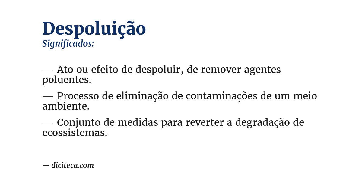 Significado de despoluição