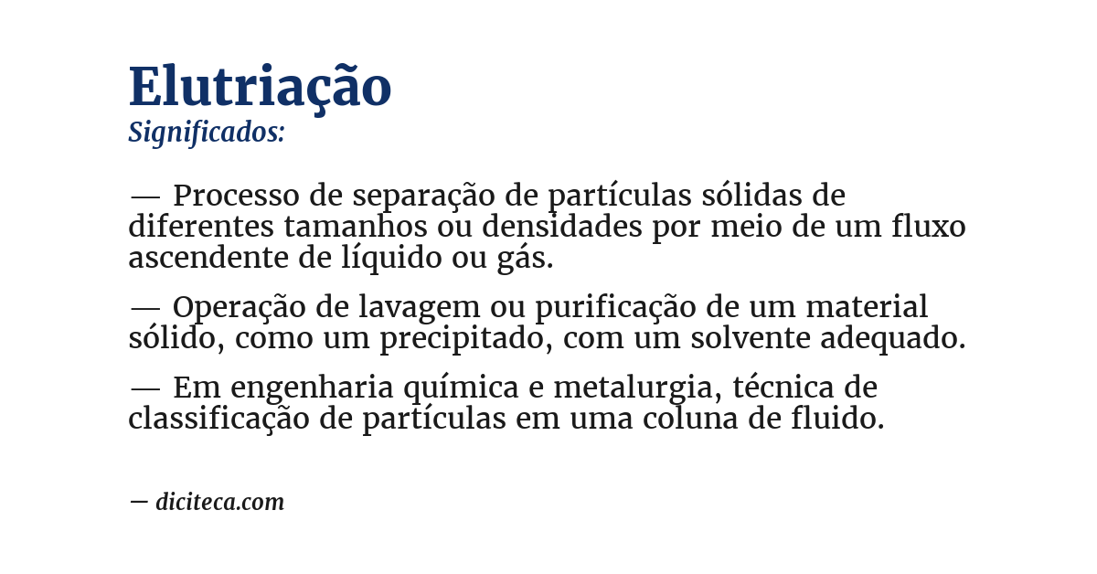 Significado de elutriação