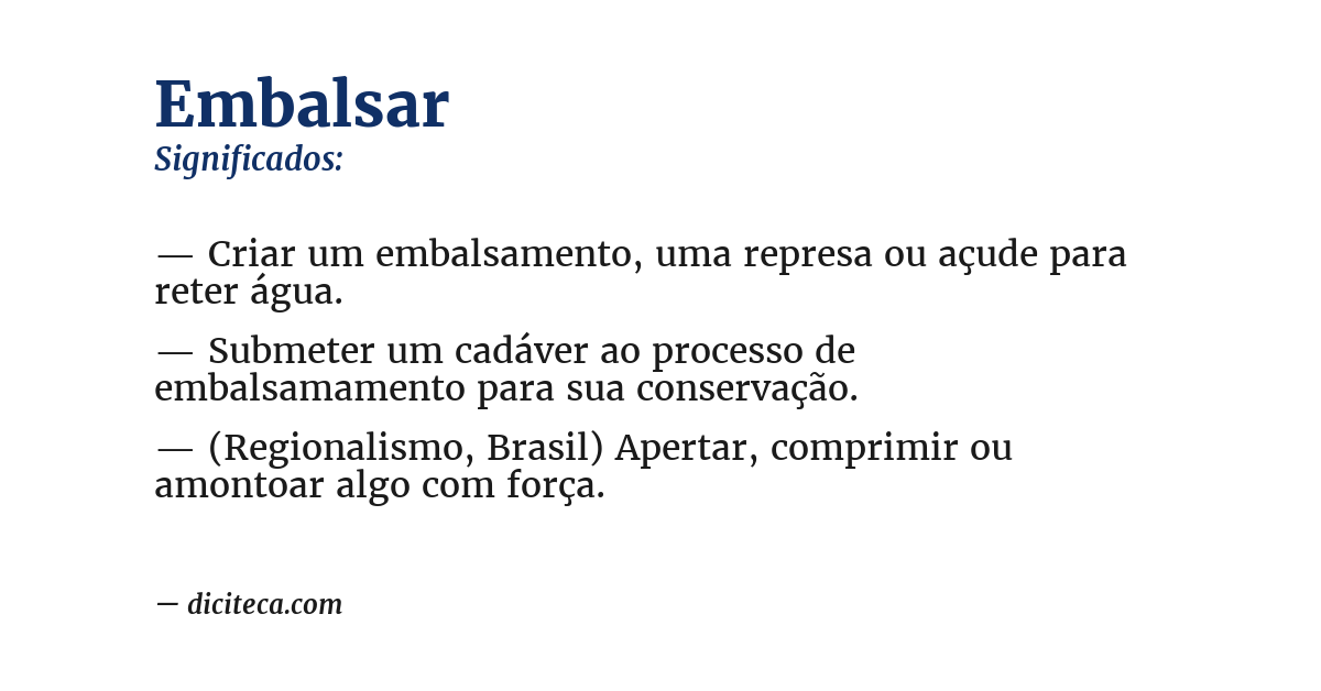 Significado de embalsar