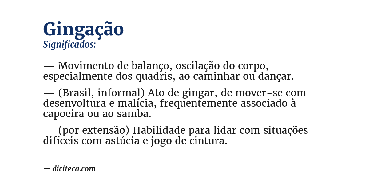 Significado de gingação