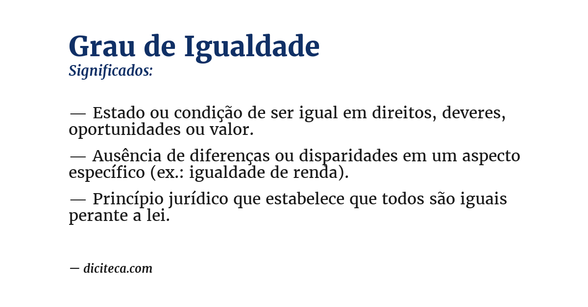 Significado de grau de igualdade