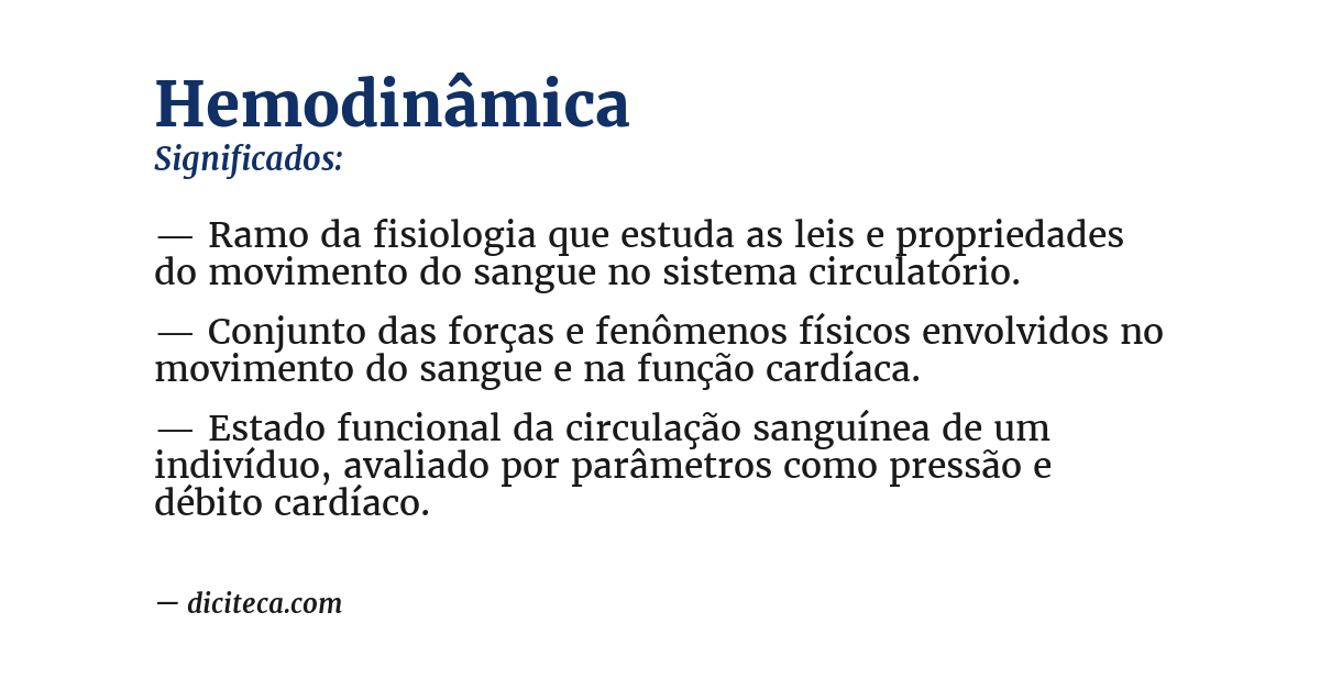 Significado de hemodinâmica