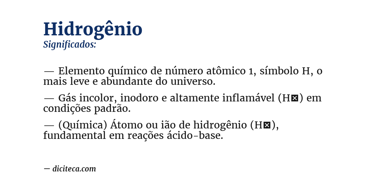 Significado de hidrogênio