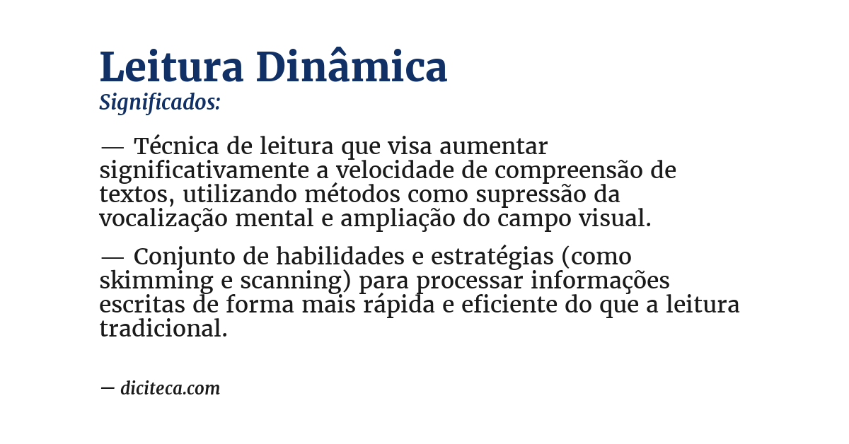 Significado de leitura dinâmica