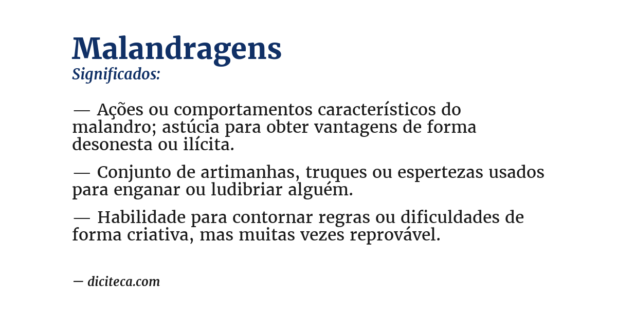 Significado de malandragens