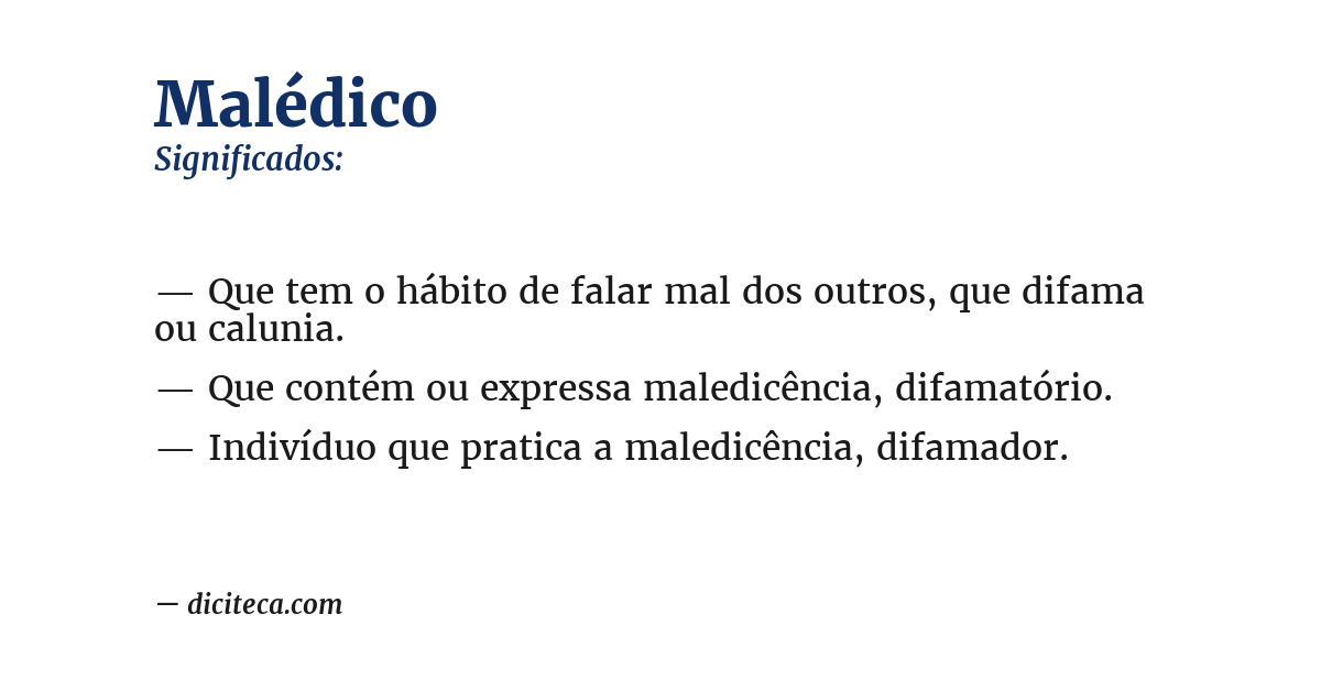 Significado de malédico