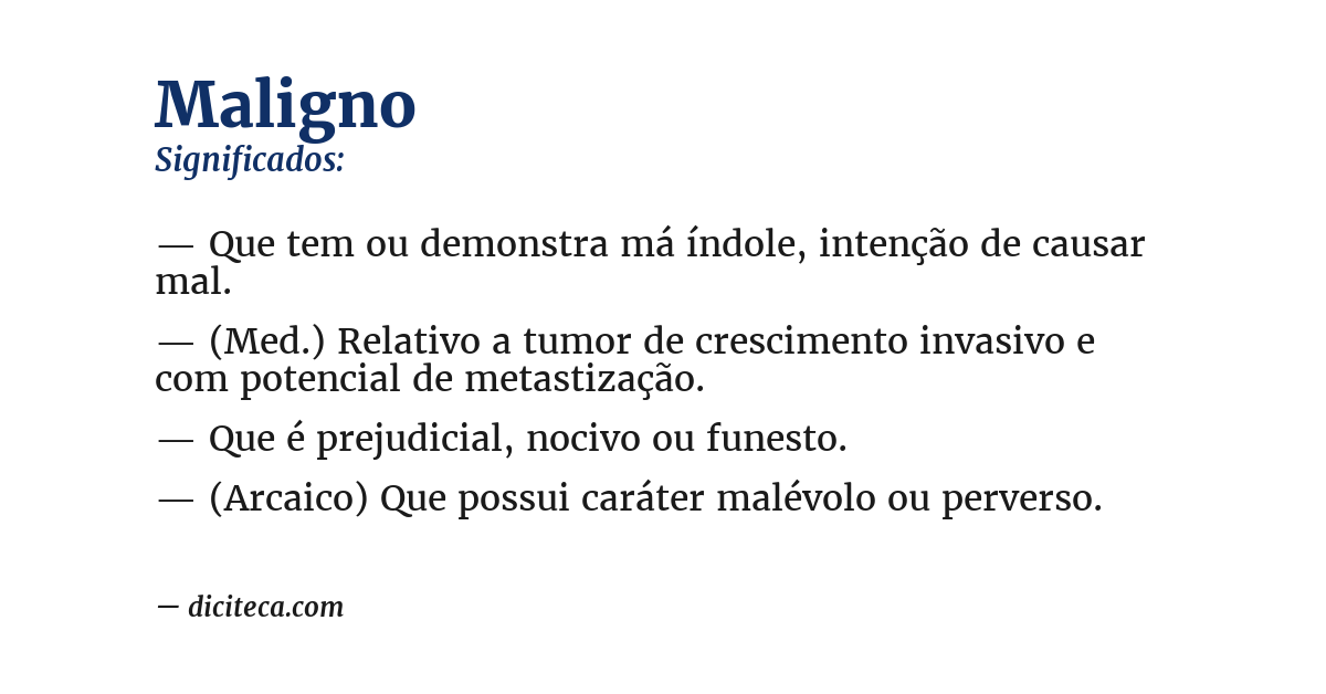 Significado de maligno