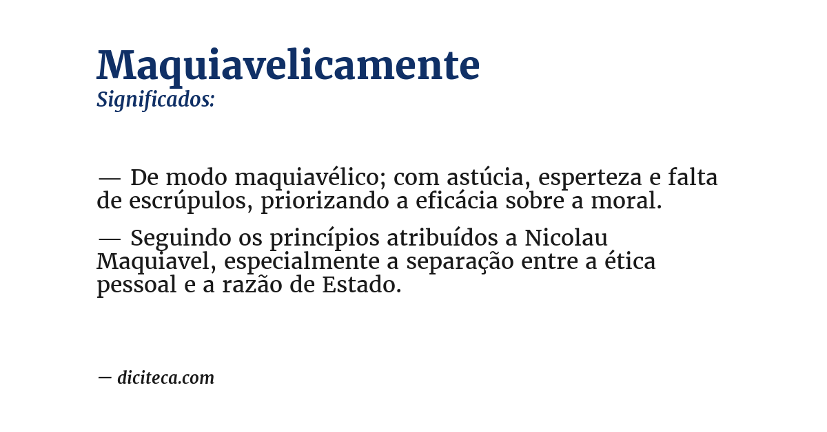 Significado de maquiavelicamente