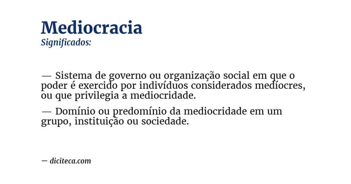 Significado de mediocracia