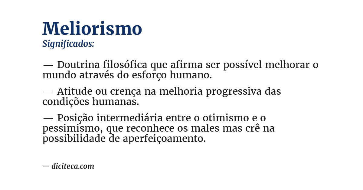 Significado de meliorismo