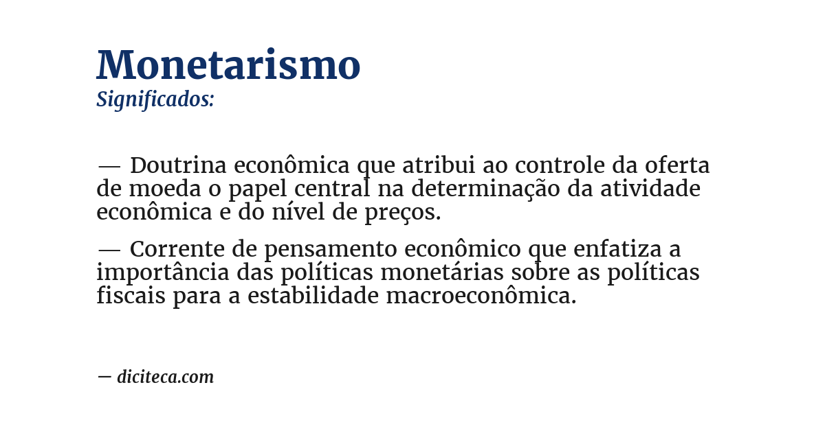 Significado de monetarismo