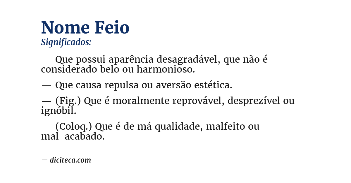 Significado de nome feio