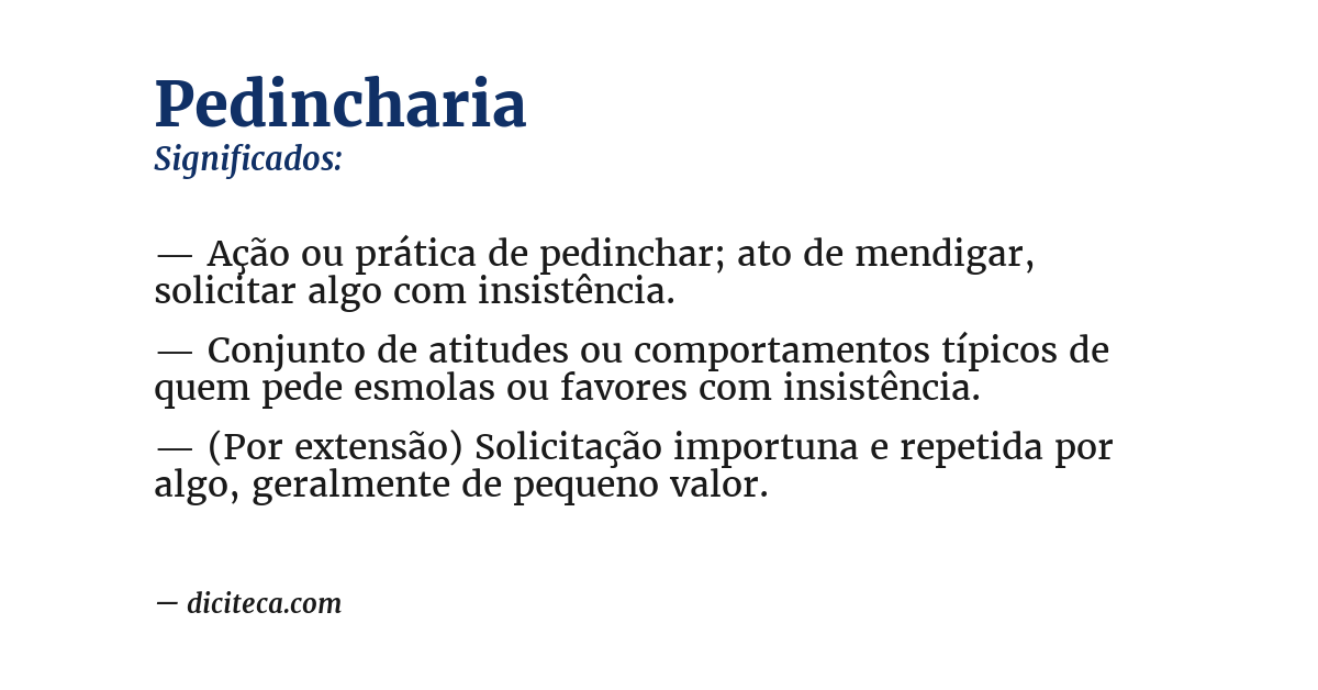 Significado de pedincharia