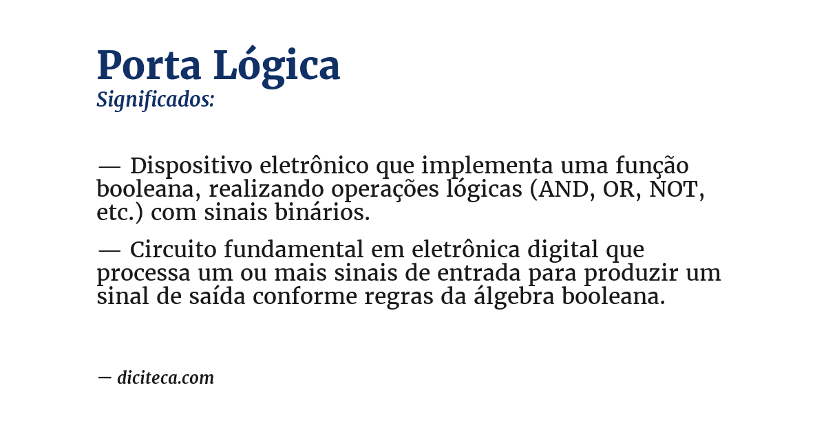 Significado de porta lógica