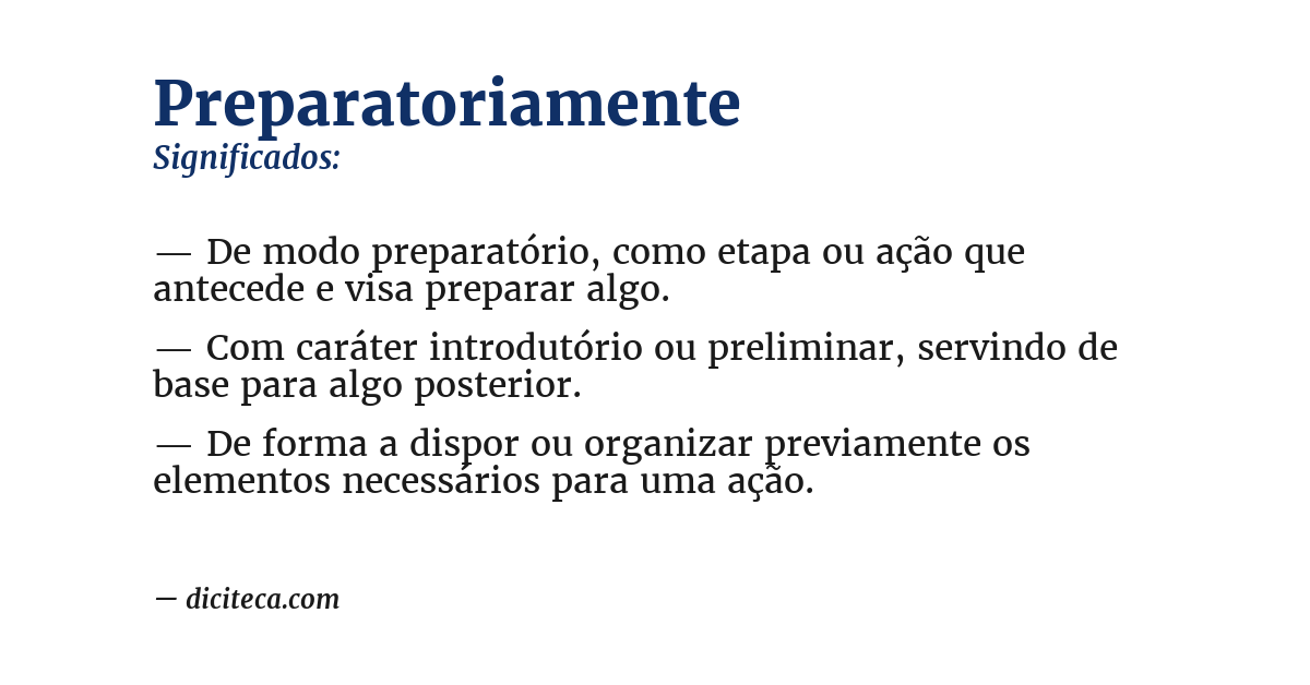 Significado de preparatoriamente
