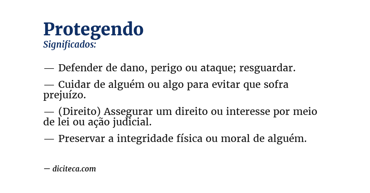 Significado de protegendo