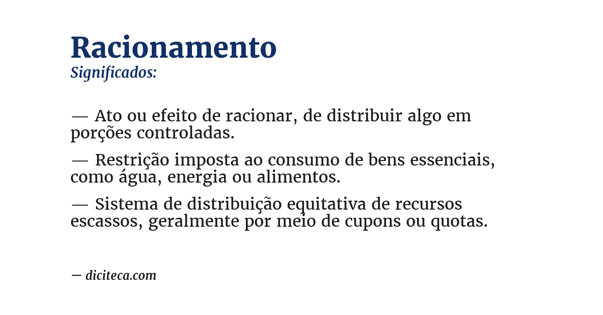 Significado de racionamento