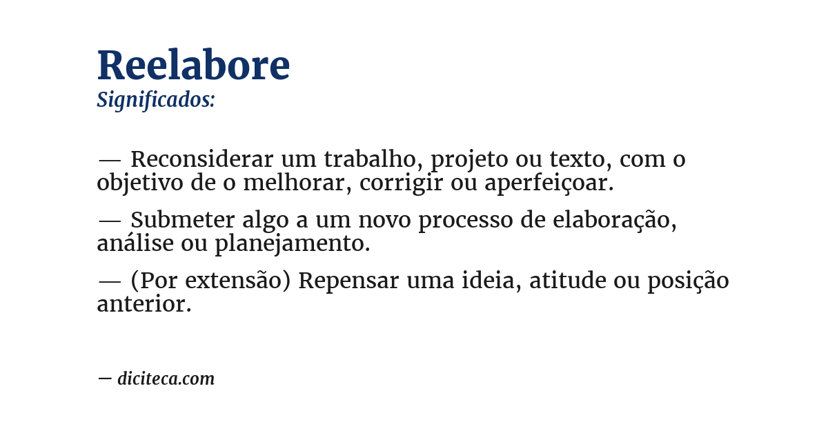 Significado de reelabore