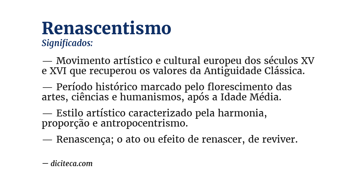 Significado de renascentismo
