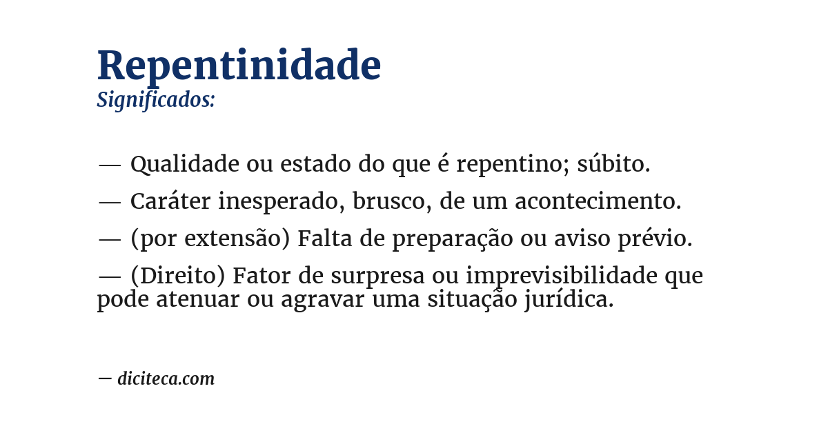 Significado de repentinidade