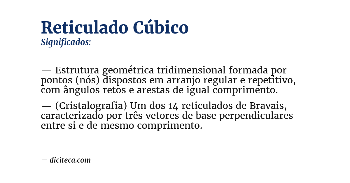 Significado de reticulado cúbico