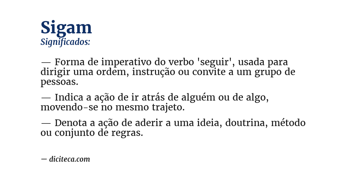Significado de sigam
