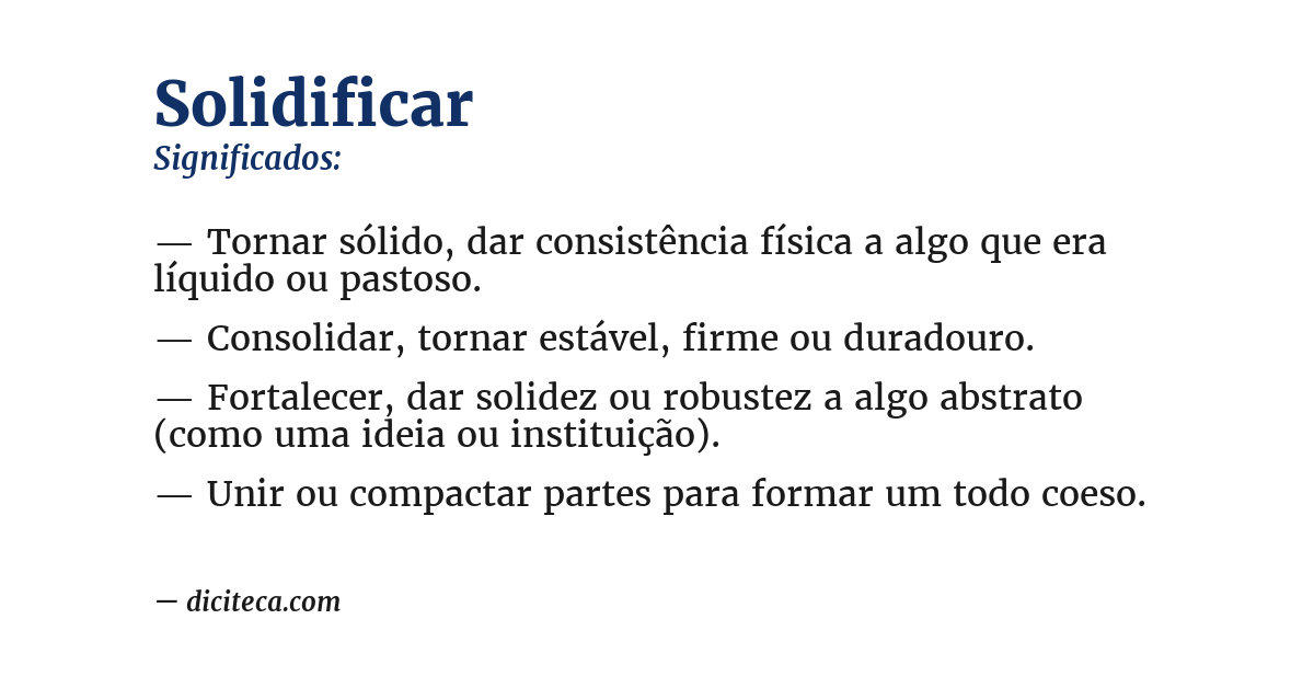 Significado de solidificar