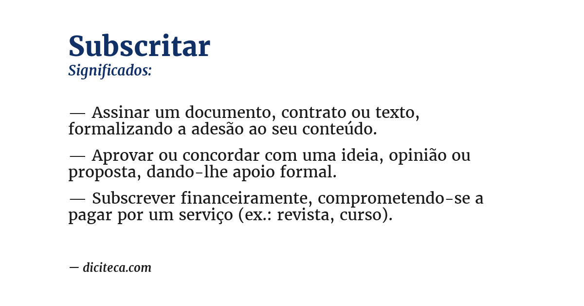 Significado de subscritar