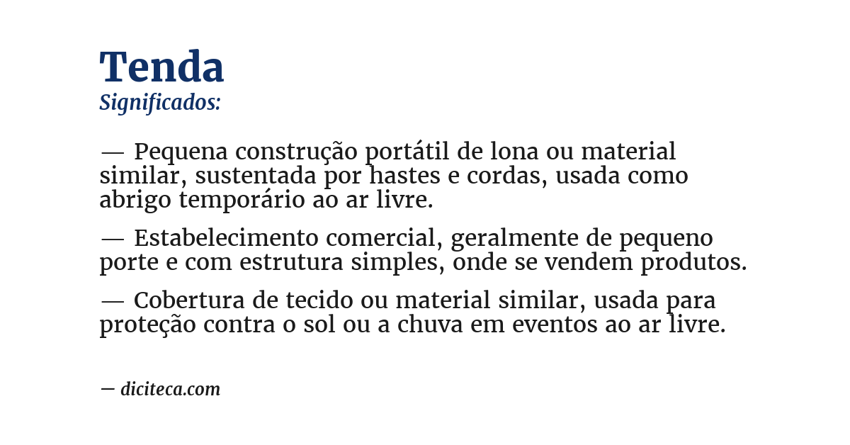 Significado de tenda