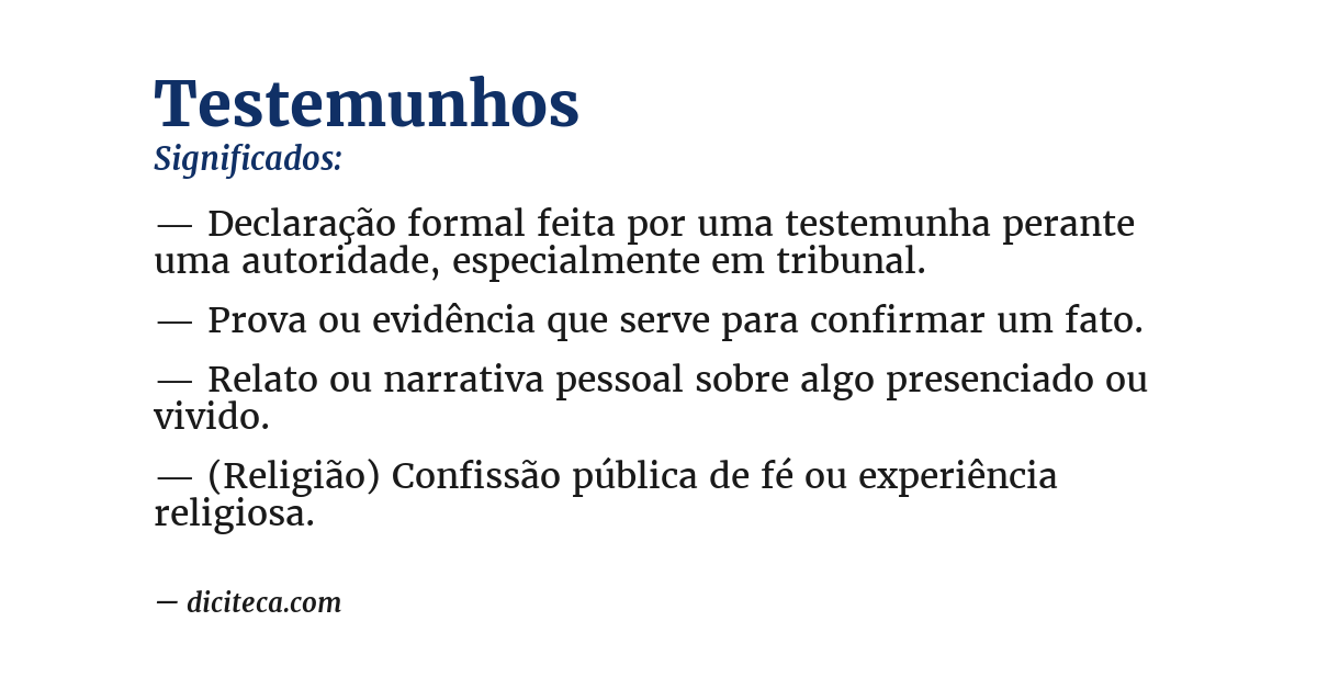 Significado de testemunhos
