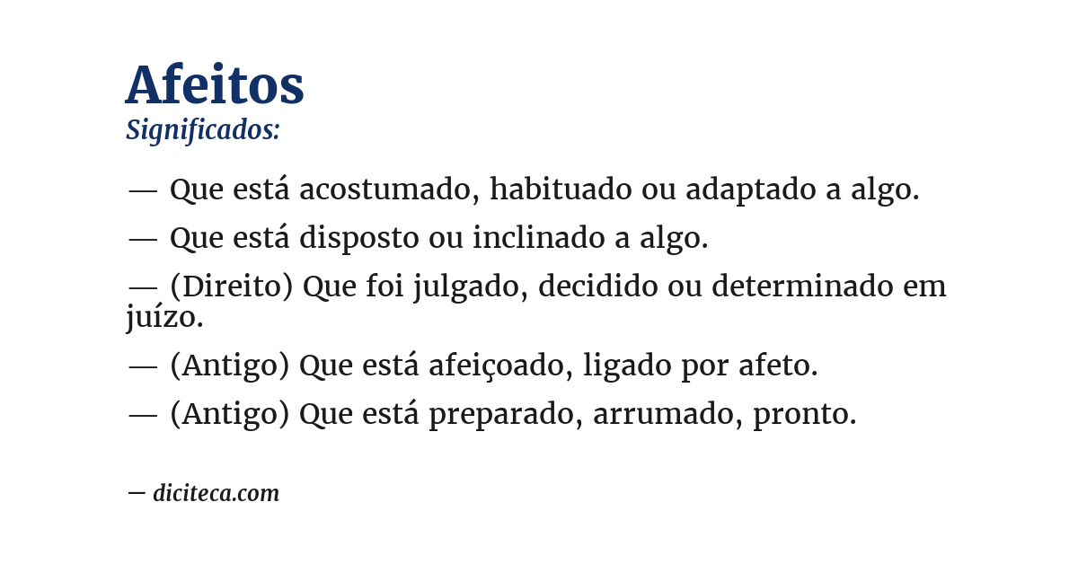 Significado de afeitos
