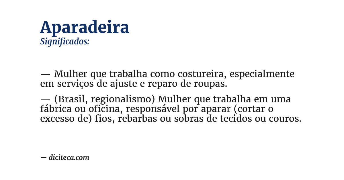 Significado de aparadeira