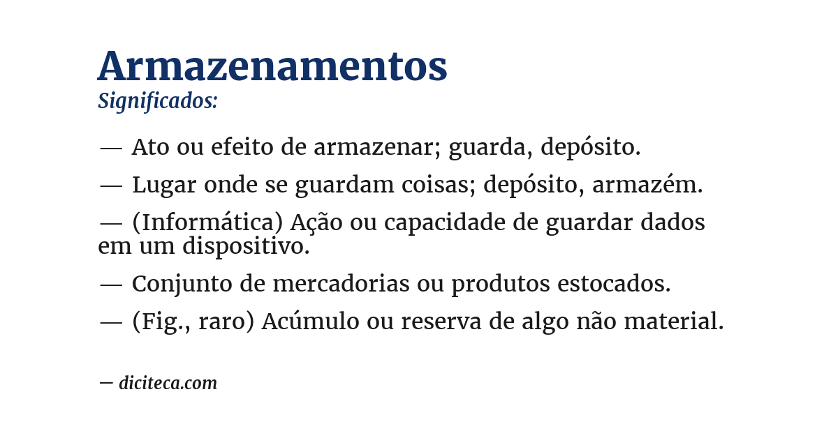 Significado de armazenamentos