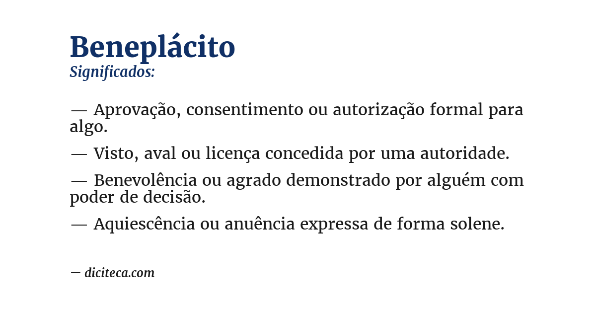 Significado de beneplácito