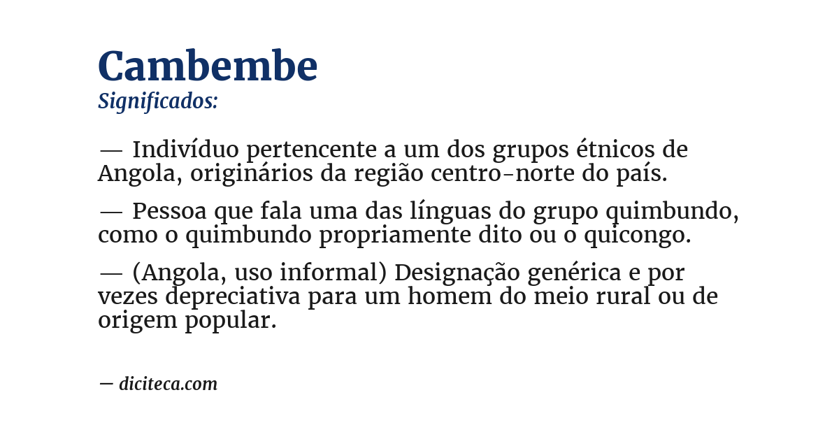Significado de cambembe