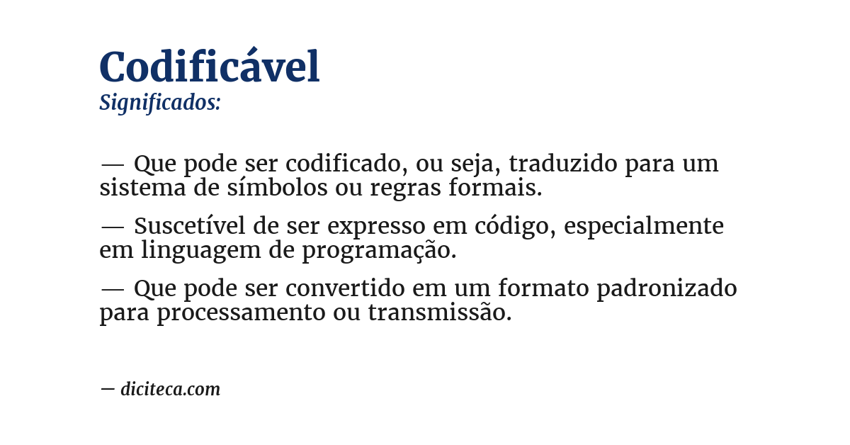 Significado de codificável