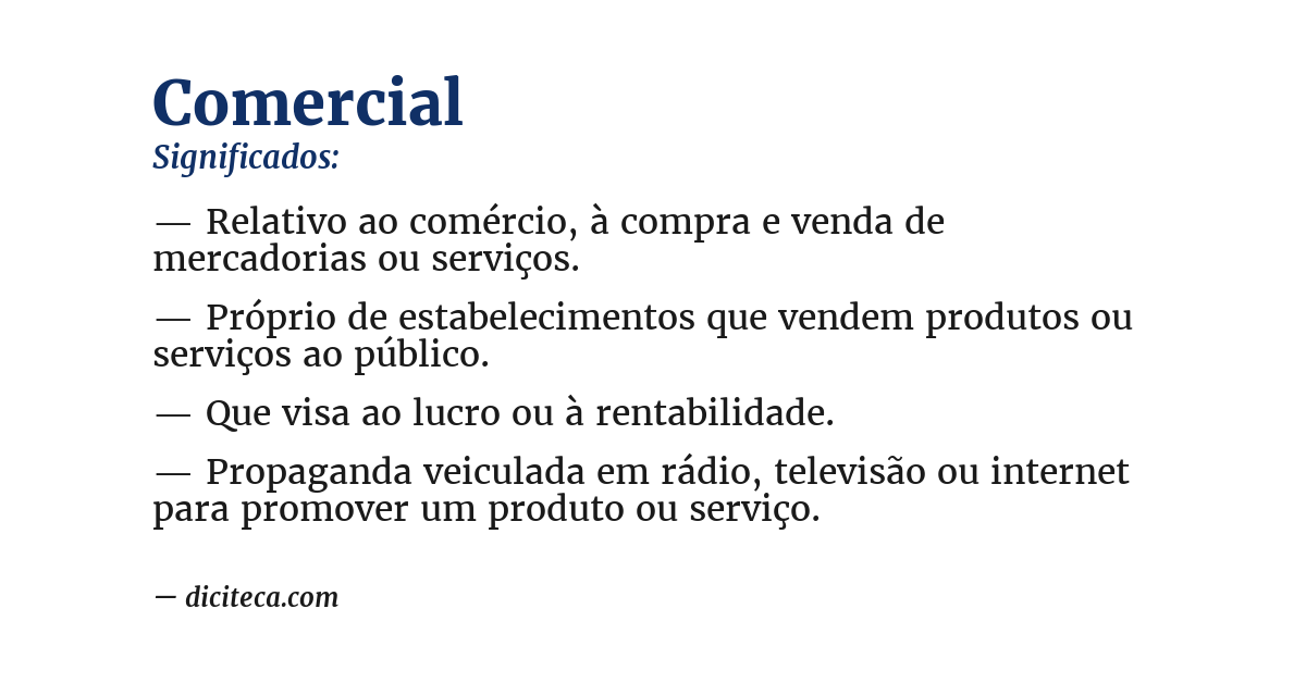 Significado de comercial