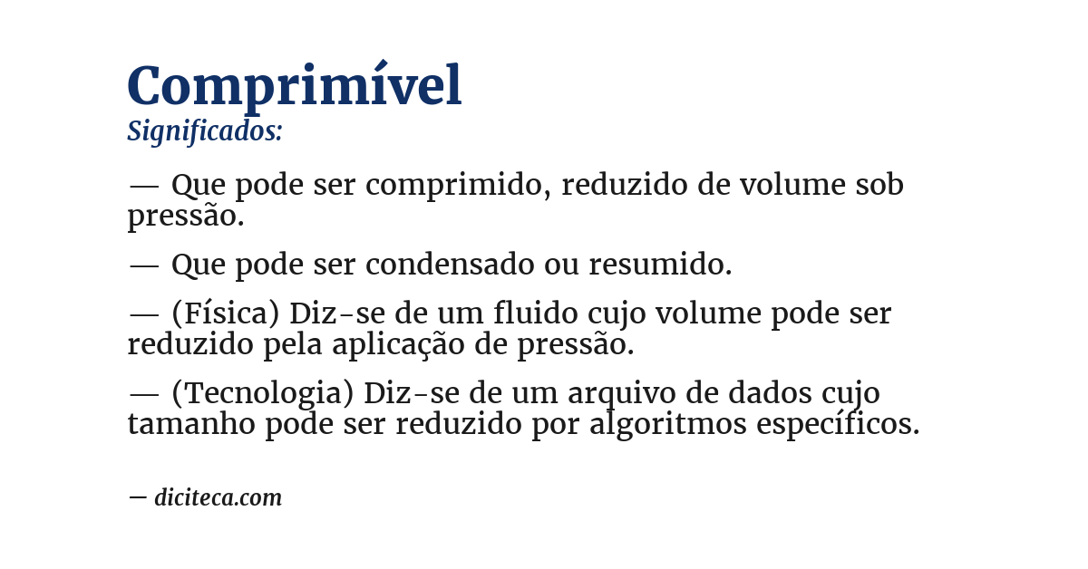 Significado de comprimível