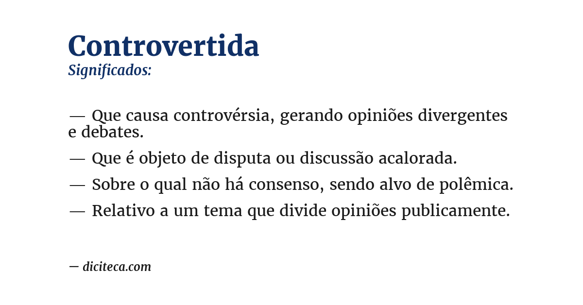 Significado de controvertida