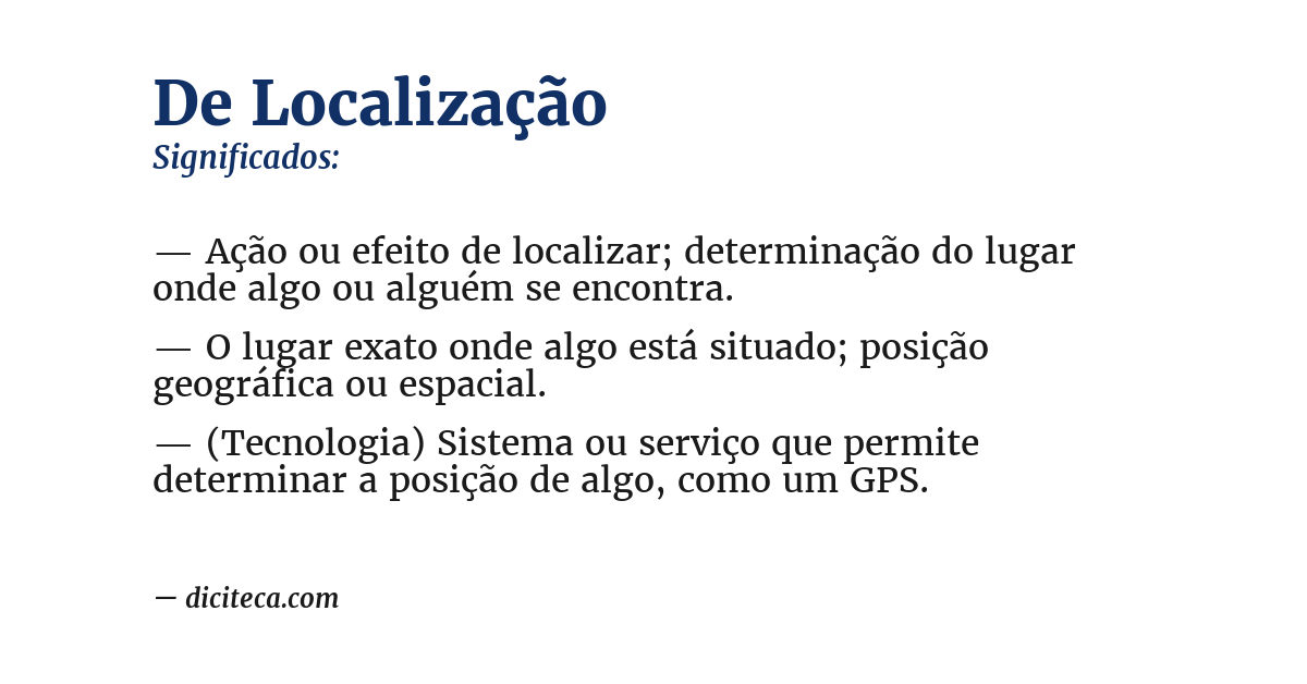 Significado de de localização