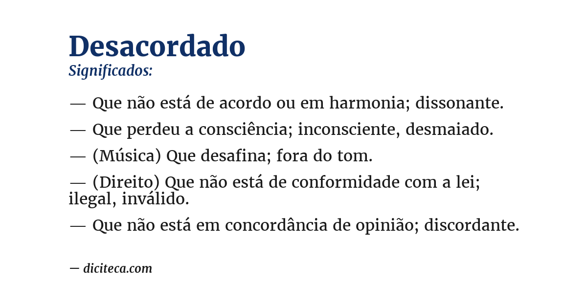 Significado de desacordado